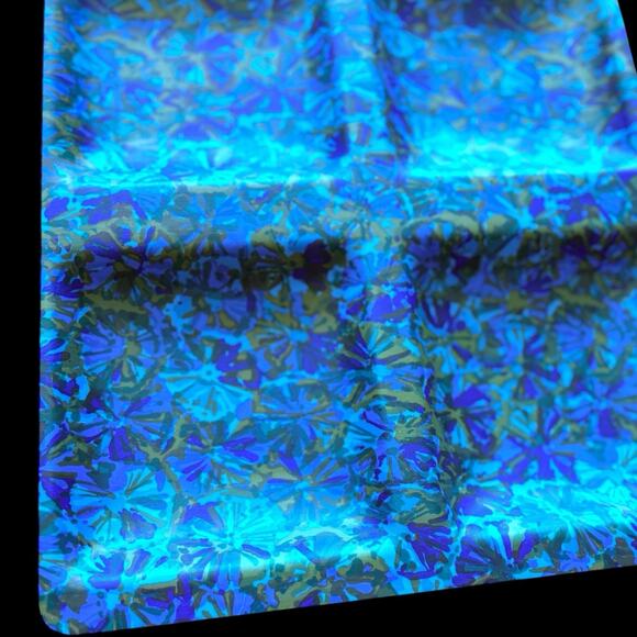 Vintage MCM Flower Power Japanese Takashima Lacquered Tray Blue Floral - Picture 7 of 12